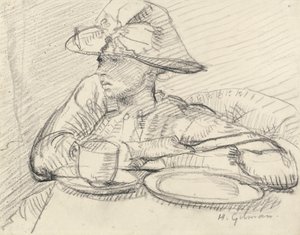 Mary L.:n muotokuva (musta liitu paperille) tekijältä Harold Gilman